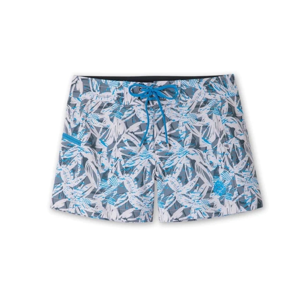 Stio Womens CFS Board Short - 4" Size 8 Blue Grey Abstract Floral Hiking Swim